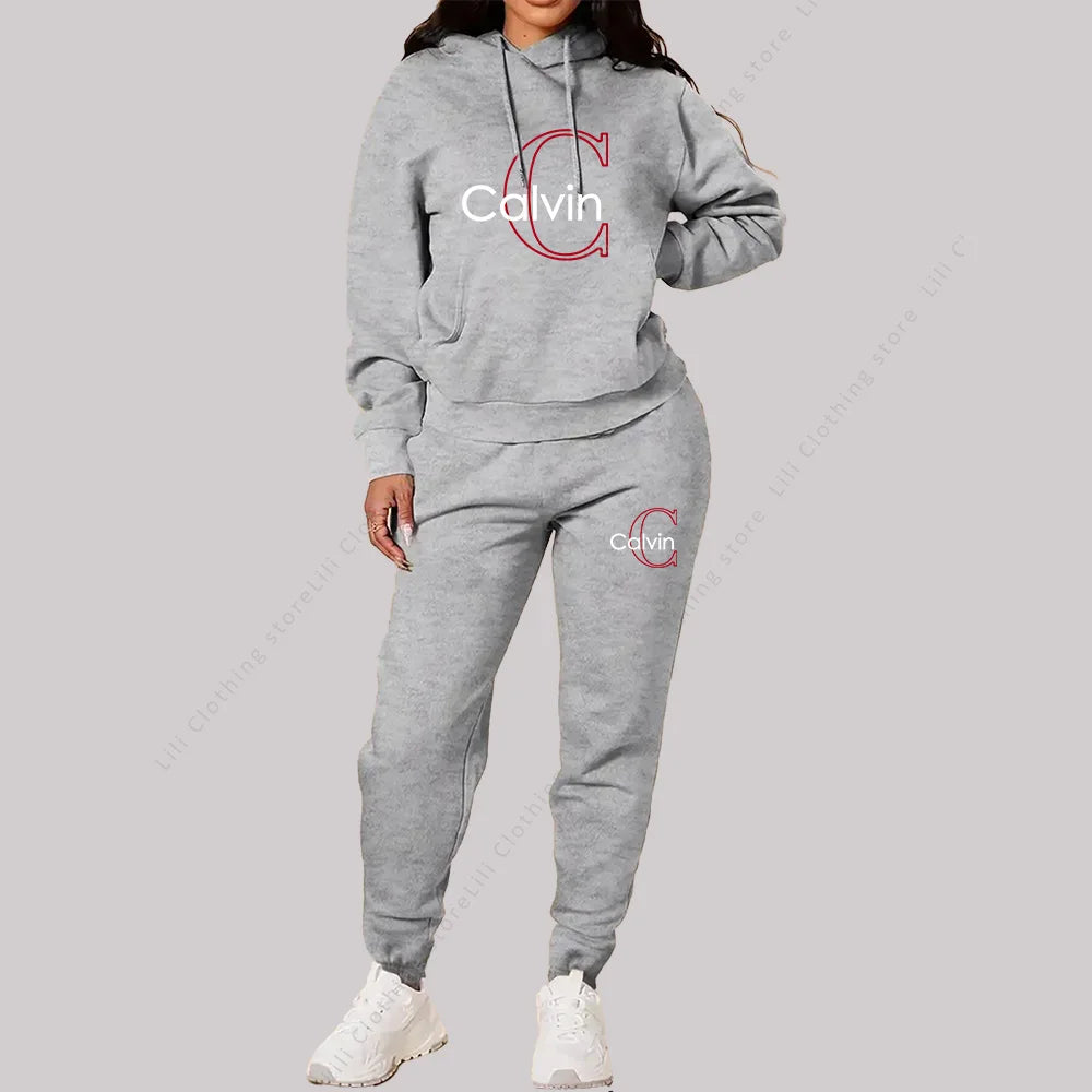Tuta donna 2025 Completo 2 pezzi con felpa e pantaloni sportivi stile Aesthetic