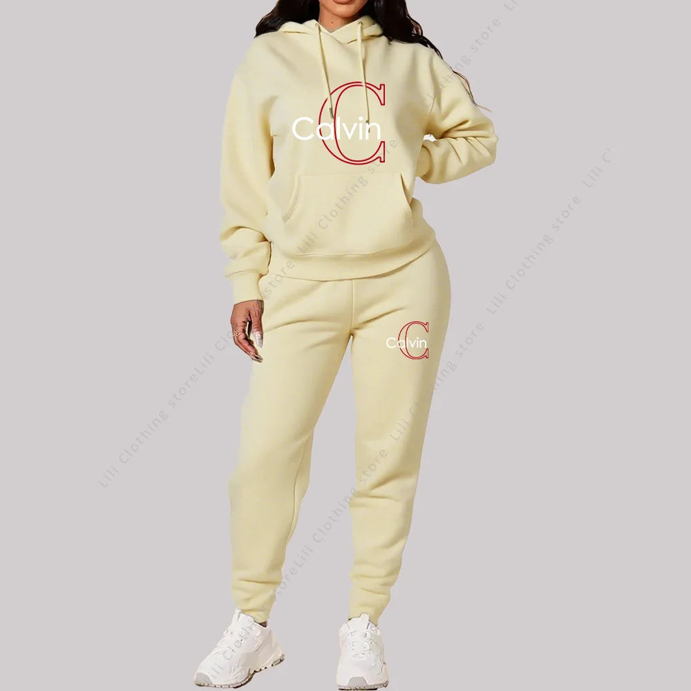 Tuta donna 2025 Completo 2 pezzi con felpa e pantaloni sportivi stile Aesthetic