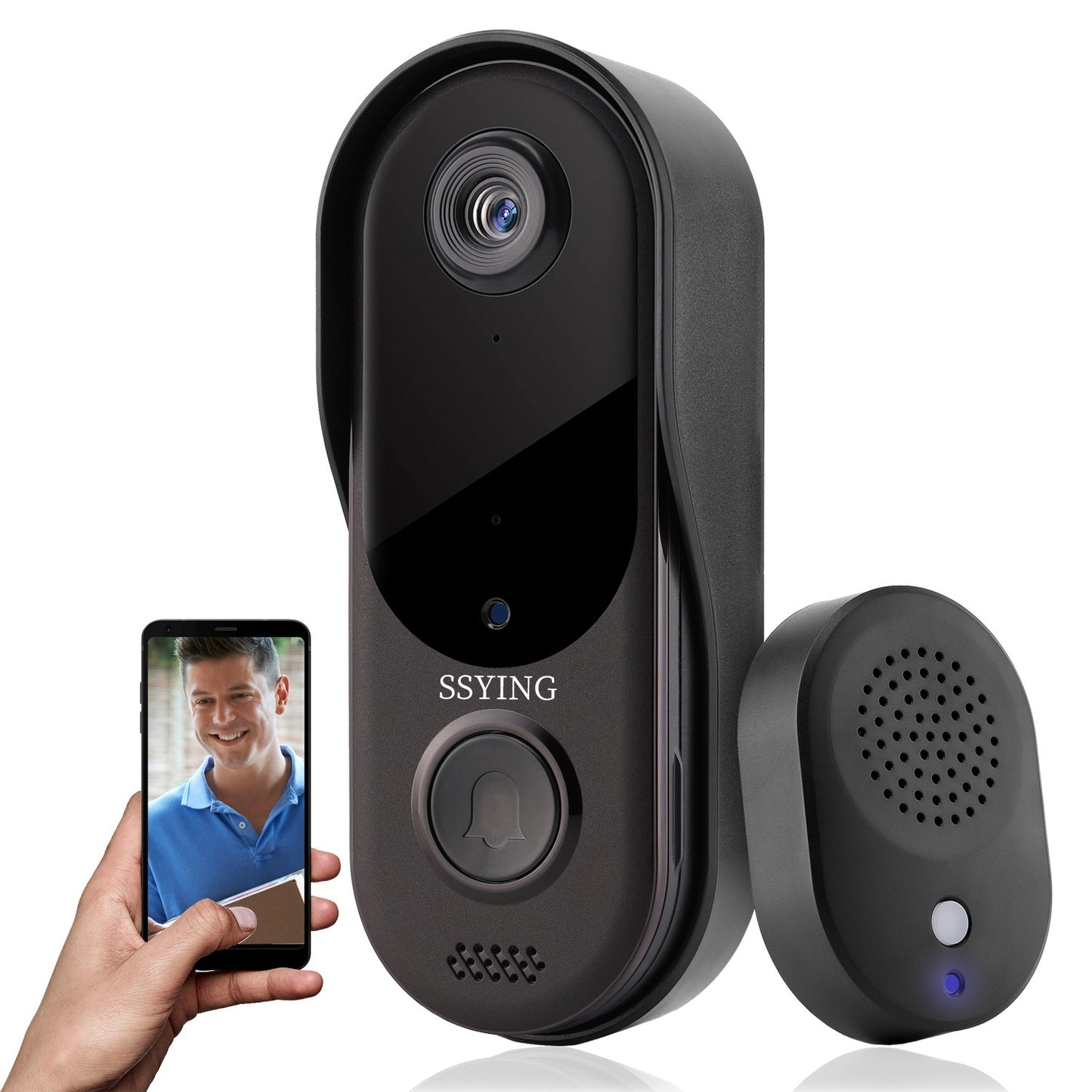 Campanello WI-FI inteligente Senza fili per la casa con video HD e notifiche in TEMPO REALE.