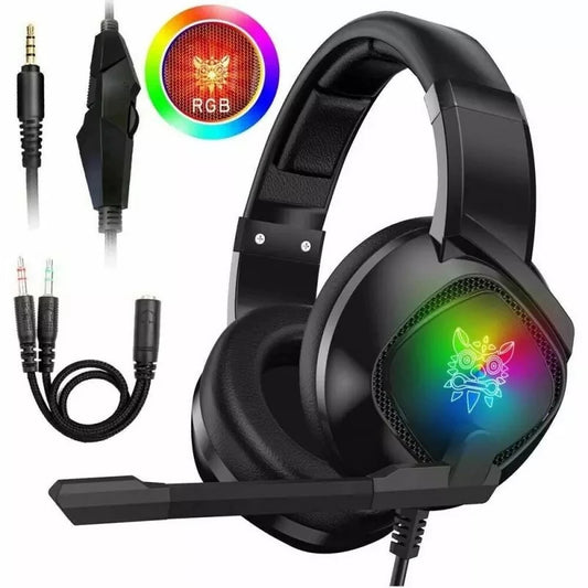 Cuffie da gioco sovraurali RGB per Xbox One e PS4 con microfono e cavo jack 3,5 mm