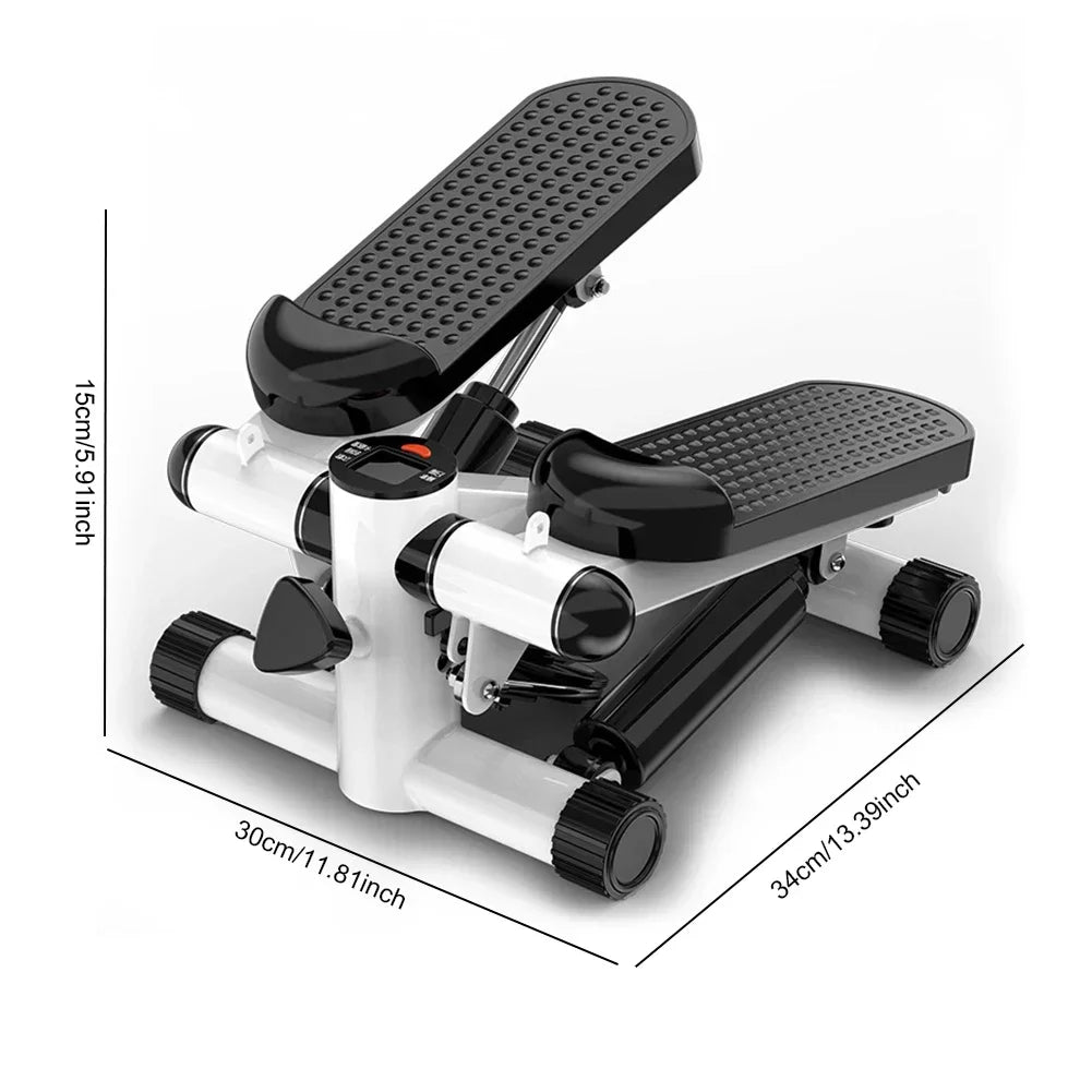 Mini step portatile con elastici e display-Allenamento completo a casa.