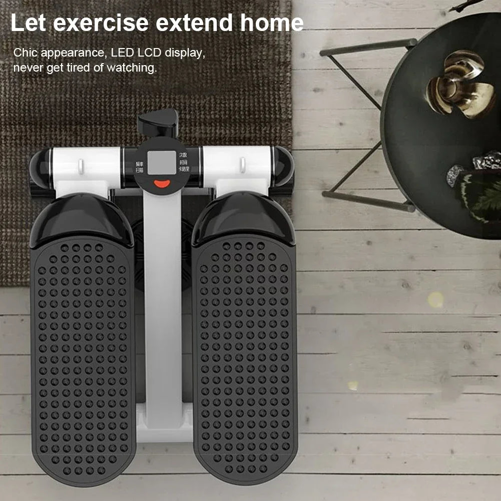 Mini step portatile con elastici e display-Allenamento completo a casa.