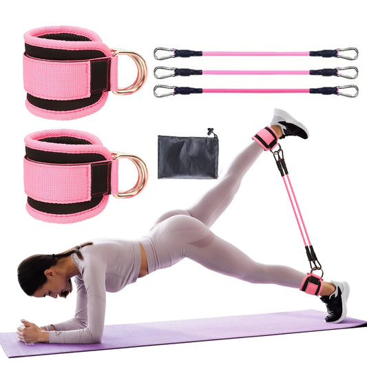 Kit allenamento glutei-set 6 pezzi con elastici e cavigliere.
