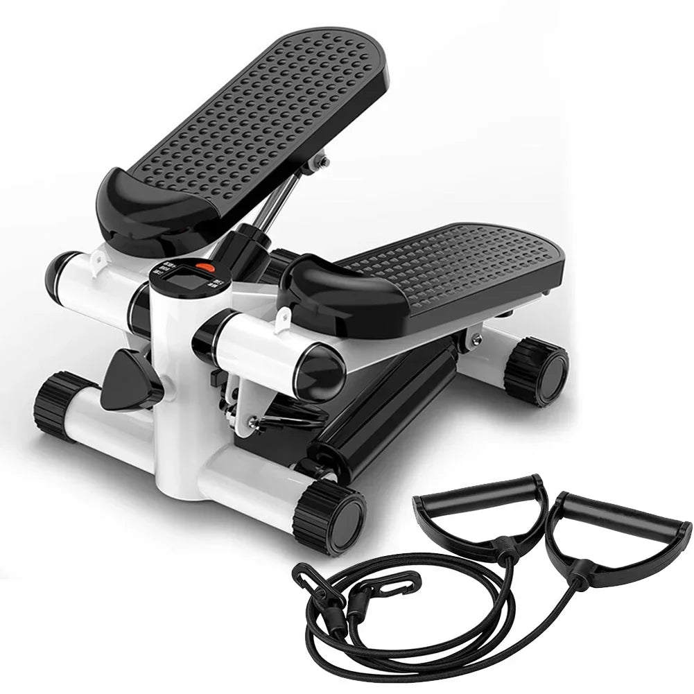 Mini step portatile con elastici e display-Allenamento completo a casa.