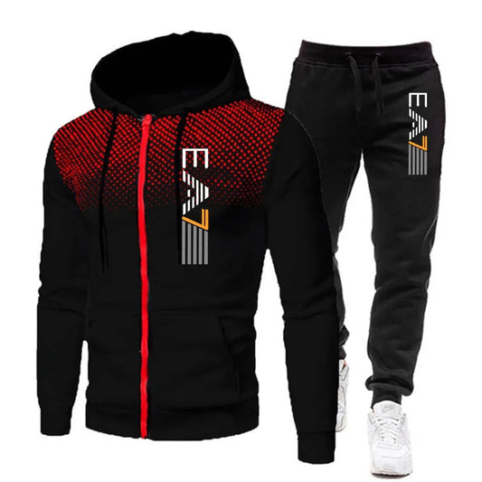 Tuta sportiva uomo con cappuccio-completo 2 pezzi stile EAZ
