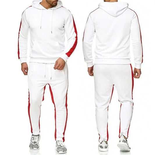 Tuta da uomo 2 pezzi invernale- completo sportivo casual con strisce, manica lunga, traspirante, caldo e assorbente.