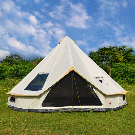 Tenda Yurta da campeggio con Camino-Desing Piramidale per esterni.